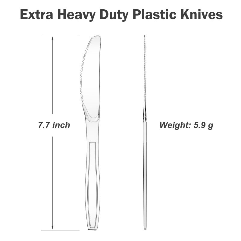 Dealusy Dealusy 300 Count Extra Heavy Duty Clear Plastic Knives Disposable  BPA-Free  Heat Resistant  Solid and Durable Disposable Knives Bulk  Premium Plastic Knives heavy duty for Party Supply  - Image 2