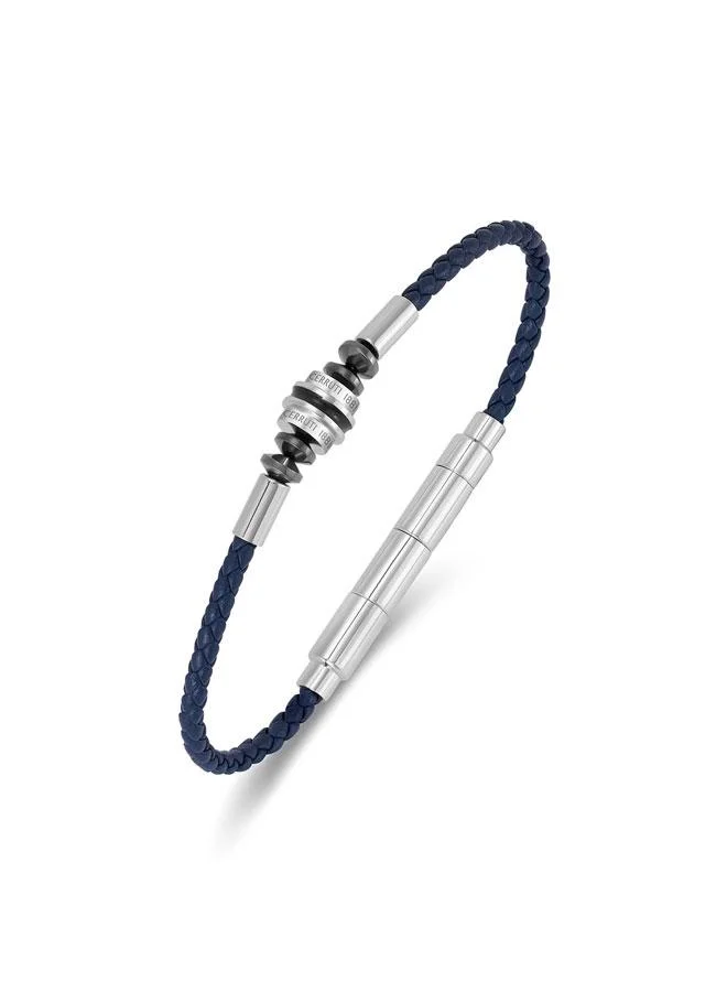 CERRUTI 1881 Cerruti 1881 Leonardo Blue Braided Leather Bracelet for Men 180mm
