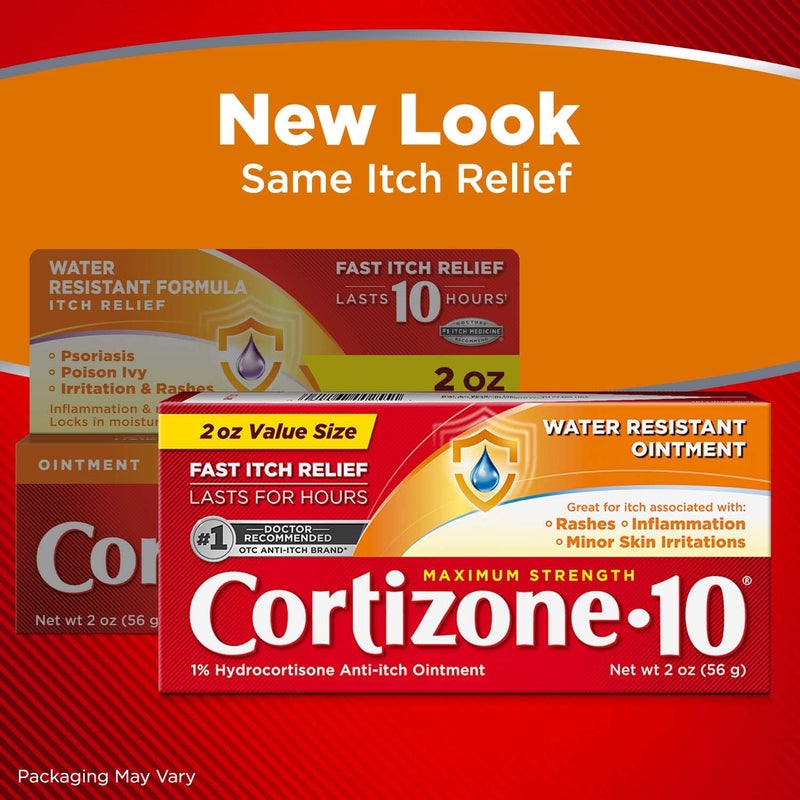 Cortizone 10 Cortizone-10 Maximum Strength Water Resistant Anti-Itch Ointment, 1% Hydrocortisone, 2 oz. (Old Packaging) - Image 2