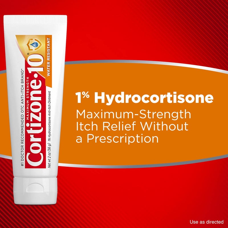 Cortizone 10 Cortizone-10 Maximum Strength Water Resistant Anti-Itch Ointment, 1% Hydrocortisone, 2 oz. (Old Packaging) - Image 5