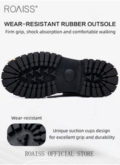 roaiss High Cut Martin Boots for Man British Style Retro Business Leather Shoes Round Toe Lace up Front Work Shoes Burnished Premium Textured Anti Slip Breathable Wear Resistant Casual Shoes  - Image 2
