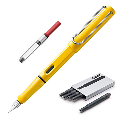 Boxiti Lamy Safari | Yellow | Fine Nib | 5 Black Ink Cartridges, Z28 Converter and Wipe - Image 1