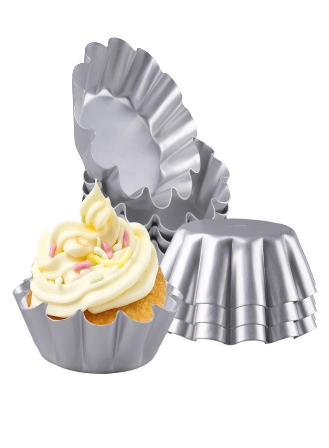 Velicber 8 Pcs Egg Tart Molds, 4.72 Inch Aluminum Mini Tart Pans, Nonstick & Reusable Fluted Baking Mold for Cupcakes, Muffin, Cake, Pies, Quiche, Cheesecakes - Image 1