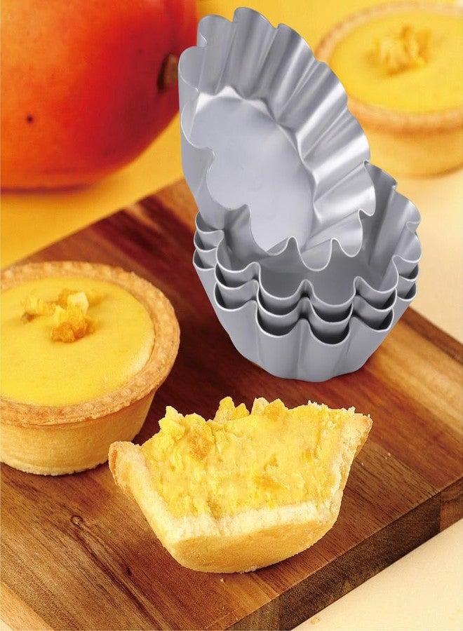 Velicber 8 Pcs Egg Tart Molds, 4.72 Inch Aluminum Mini Tart Pans, Nonstick & Reusable Fluted Baking Mold for Cupcakes, Muffin, Cake, Pies, Quiche, Cheesecakes - Image 4