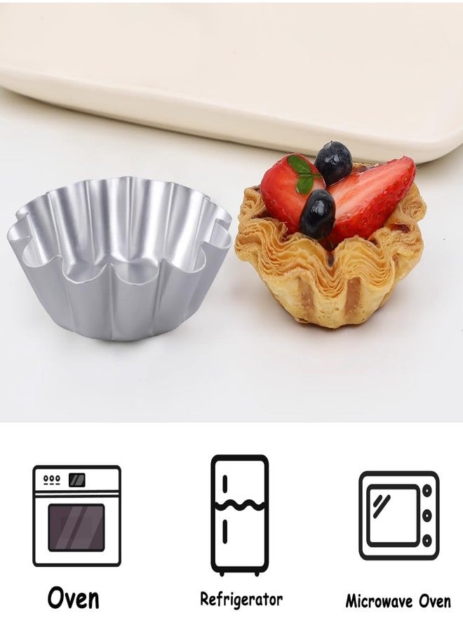 Velicber 8 Pcs Egg Tart Molds, 4.72 Inch Aluminum Mini Tart Pans, Nonstick & Reusable Fluted Baking Mold for Cupcakes, Muffin, Cake, Pies, Quiche, Cheesecakes - Image 3