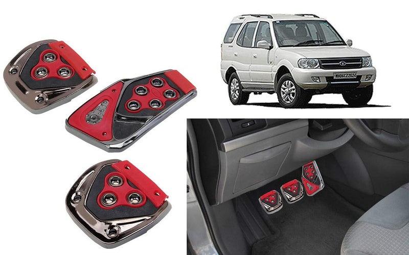 Selifaur - 3 Pcs Red Non-Slip Manual Car Pedals kit Pad Covers Set for Safari Storme - Image 1