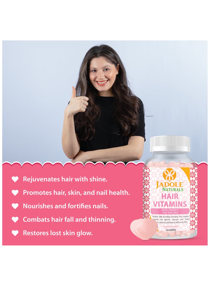 Jadole Naturals Hair Vitamins Gummies Supplement Combo of 3 - With Vitamin C, Biotin & Folic Acid - Image 3