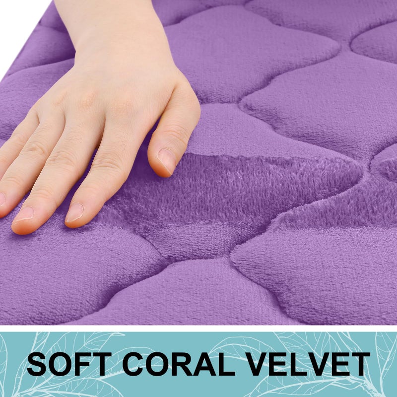 OLANLY Memory Foam Bath Mat Rug 47x24  Ultra Soft Non Slip and Absorbent Bathroom Rug  Machine Wash Dry  Comfortable  Thick Bath Rug Carpet for Bathroom Floor  Tub and Shower  Lavender - Image 1