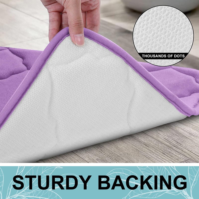 OLANLY Memory Foam Bath Mat Rug 47x24  Ultra Soft Non Slip and Absorbent Bathroom Rug  Machine Wash Dry  Comfortable  Thick Bath Rug Carpet for Bathroom Floor  Tub and Shower  Lavender - Image 3