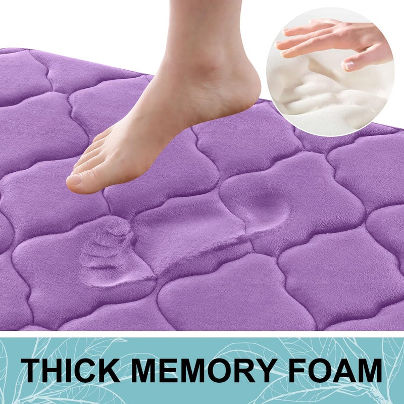 OLANLY Memory Foam Bath Mat Rug 47x24  Ultra Soft Non Slip and Absorbent Bathroom Rug  Machine Wash Dry  Comfortable  Thick Bath Rug Carpet for Bathroom Floor  Tub and Shower  Lavender - Image 2