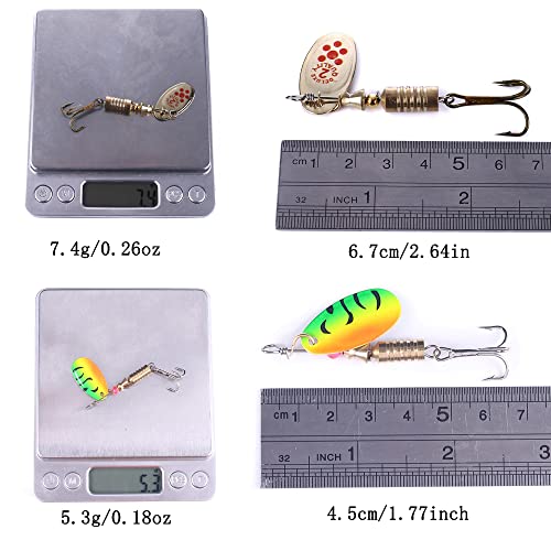 LURESMEOW Trout Lures Spinner Baits Fishing Lures Kit for Bass Trout Spinners Lure with Tackle Box Spinnerbait for Freshwater Saltwater,10pcs - Image 3