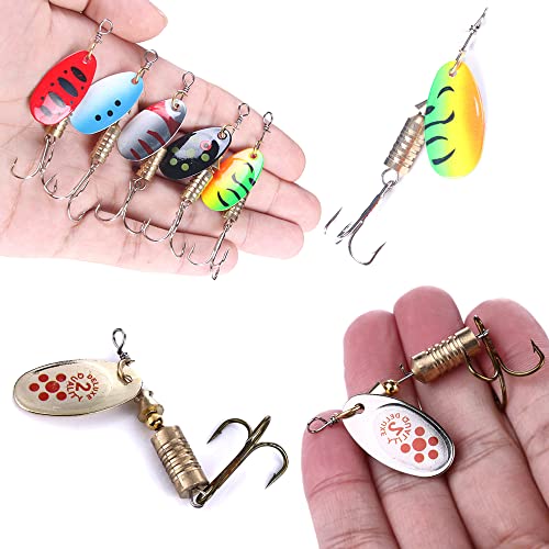 LURESMEOW Trout Lures Spinner Baits Fishing Lures Kit for Bass Trout Spinners Lure with Tackle Box Spinnerbait for Freshwater Saltwater,10pcs - Image 4