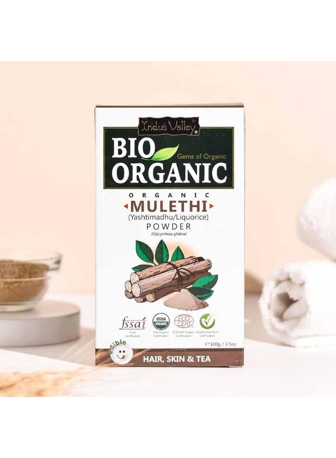 INDUS VALLEY 100% Natural Pure Mulethi Powder Yashtimadhu Licorice Glycyrrhiza Glabra for Glowing Skin Face Pack Tan Removal Hair Fall Control (100g) - Image 1