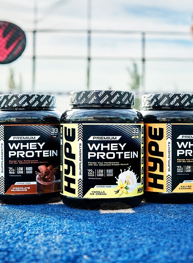 هايب مسحوق واي بروتين نكهة ميلك شيك الشوكولاتة | ١ كيلوغرام | ٢٢ غرام بروتين، قليل السكر لنمو العضلات - Image 3