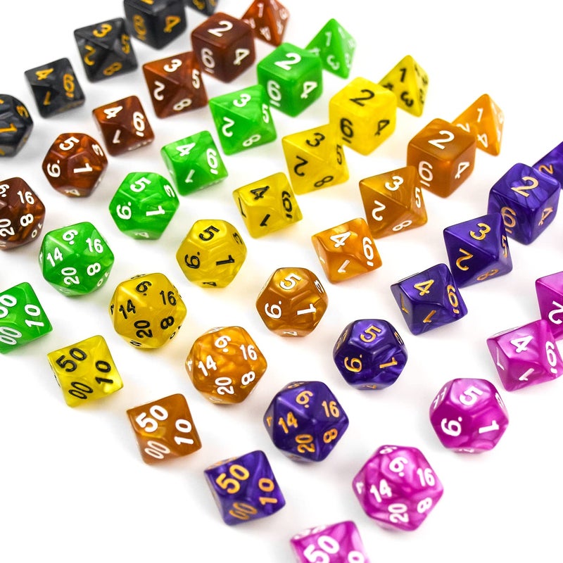 Thyores 30 Set DND Double-Colors Polyhedron Dice Set for Dungeons and Dragons D&D RPG MTG Table Games D4 D6 D8 D10 D% D12 D20 30 Colors Dice (210 Pieces) - Image 4
