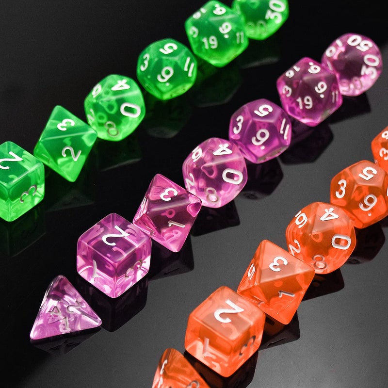 Thyores 30 Set DND Double-Colors Polyhedron Dice Set for Dungeons and Dragons D&D RPG MTG Table Games D4 D6 D8 D10 D% D12 D20 30 Colors Dice (210 Pieces) - Image 3