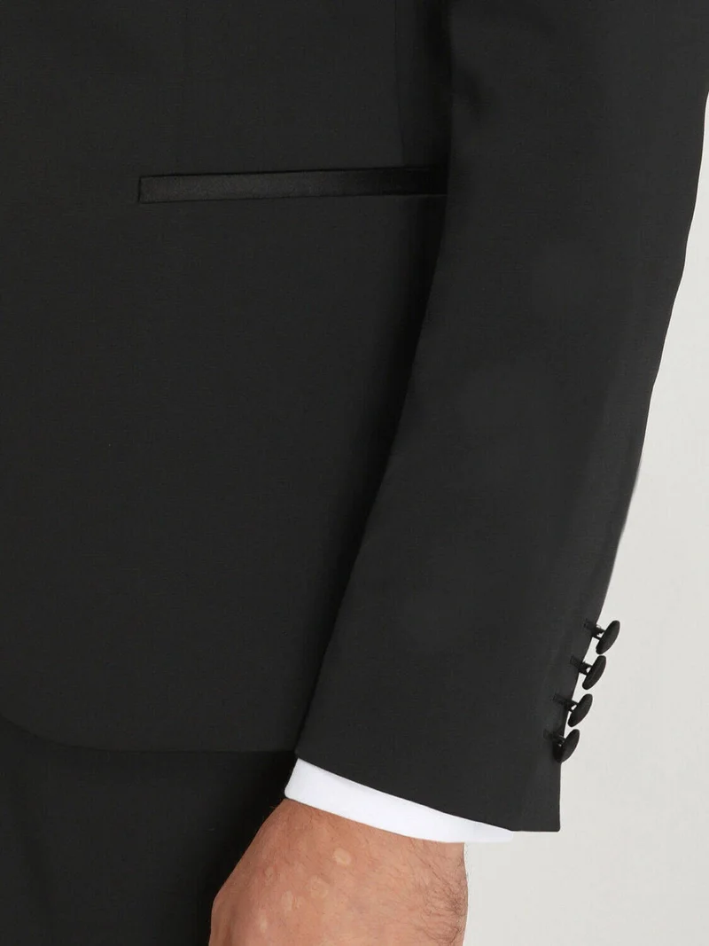كيب Black Patterned Slim Fit Shawl Collar Woven Tuxedo Suit