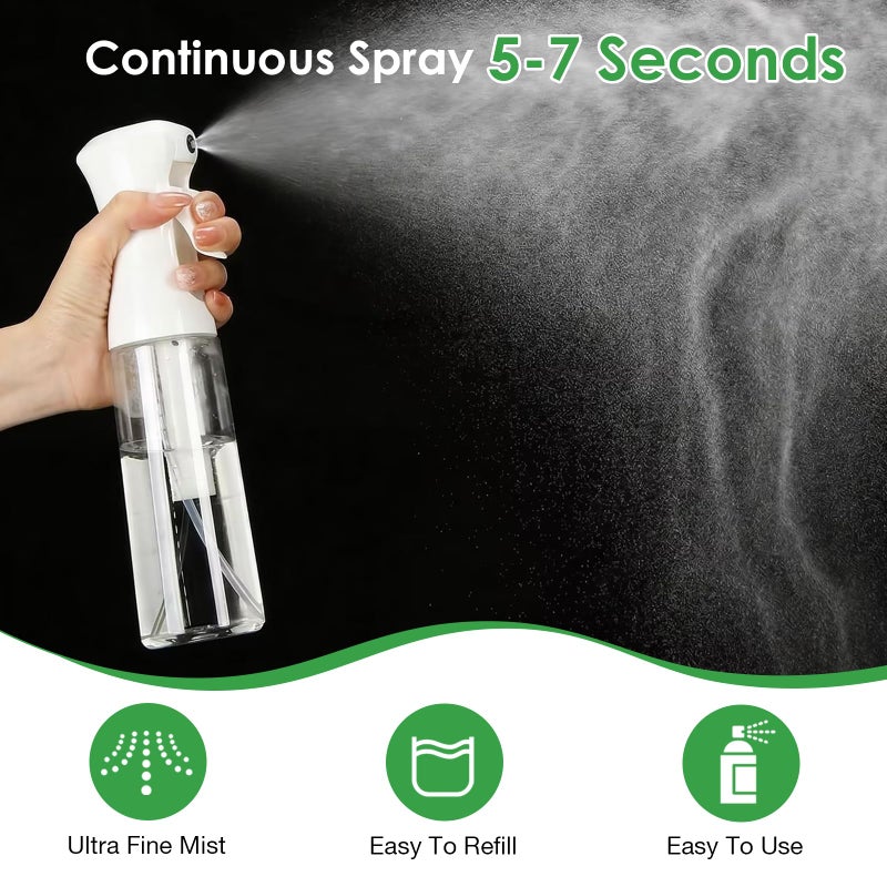 THINTON Mist Spray Bottle for Hair (10oz/300ml) - 2 Pcs Continuous Spray Bottle for Salons Cleaning Plants Gardening - Image 3