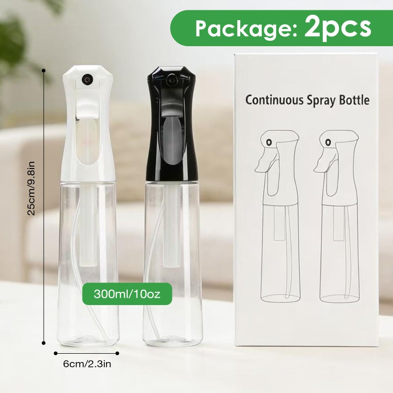 THINTON Mist Spray Bottle for Hair (10oz/300ml) - 2 Pcs Continuous Spray Bottle for Salons Cleaning Plants Gardening - Image 2