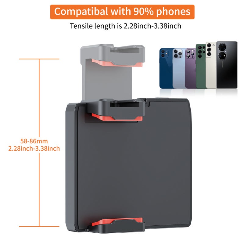 UURIG PH-14 Wireless Handle Grip Phone Holder Stabilizer for Smartphone Vlog Selfie Built-in LED Fill Light 3-Level Brightness with Cold Shoe Mount Detachable Remote Shutter Replacement for iPhone - Image 2