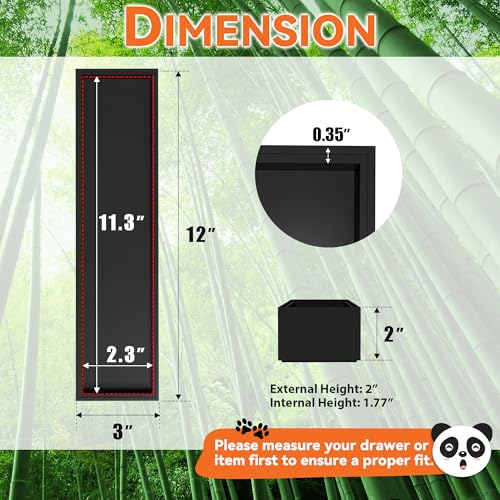 Lixple Bamboo Drawer Organizer, Narrow Silverware Organizer for Kitchen, Stackable Utensil Organizer, 2 Pcs Flatware Organizer, Wooden Storage Box Tray (Black, 12 X 3 X 2 Inch) - Image 2