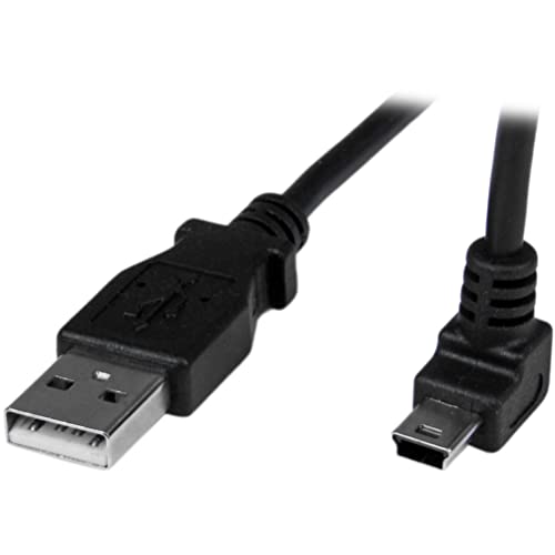 StarTech.com 1m Mini USB Cable Cord - A to Up Angle Mini B - Up Angled Mini USB Cable - 1x USB A (M), 1x USB Mini B (M) - Black (USBAMB1MU) - Image 1