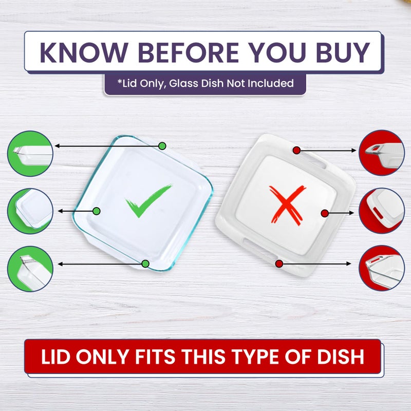 MRX Solutions Replacement Lid fits Pyrex 2-Quart 8" x 8" Glass Baking Dish #222, Compatible with Lid #222-PC, Food Storage Container Cover with Flush Tab Handles (Purple) - Image 2