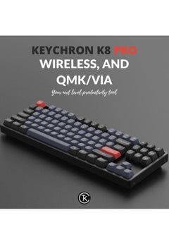 Keychron Keychron K8 Pro Wireless Custom Mechanical Keyboard, QMK/VIA Programmable, BT / Wired, RGB Backlight Aluminum Frame Tenkeyless, Hot-Swappable, ENG-ARAB Keyboard, Gateron G Pro Red Switch | K8P-J1-AR  - Image 2