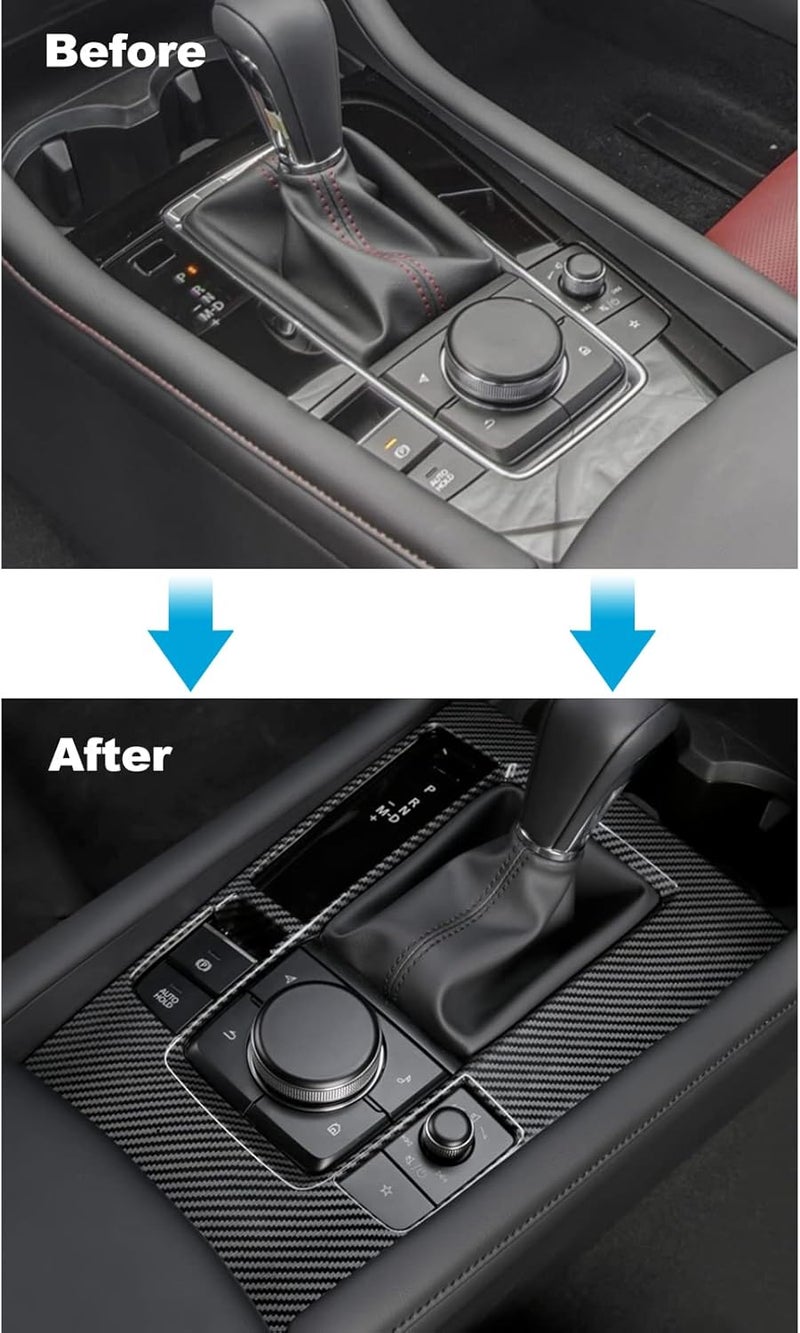 Compatible with Mazda 3 Accessories 2025 2024 2023 2022 202 2020 Car Center Console Cover Gear Panel Gear Shift Knob Cover Trim -Carbon Fiber Style - Image 3