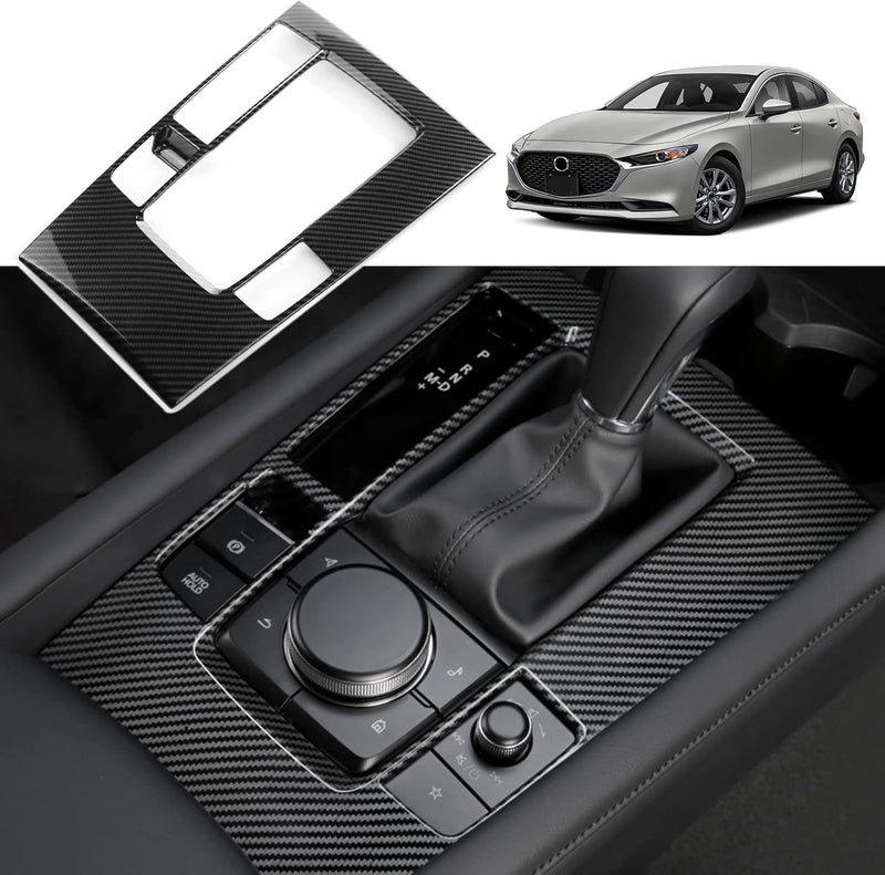 Compatible with Mazda 3 Accessories 2025 2024 2023 2022 202 2020 Car Center Console Cover Gear Panel Gear Shift Knob Cover Trim -Carbon Fiber Style - Image 1