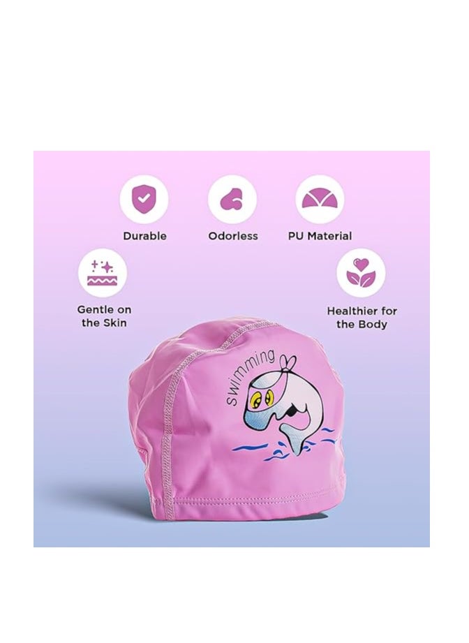 ENDLESS  Comfortable PU Swimming Cap with Cartoon Design | Elastic Waterproof Swimming Cap for Long and Short Hair with Thicker Edge | Kid's Size | Material : PU  - Image 2
