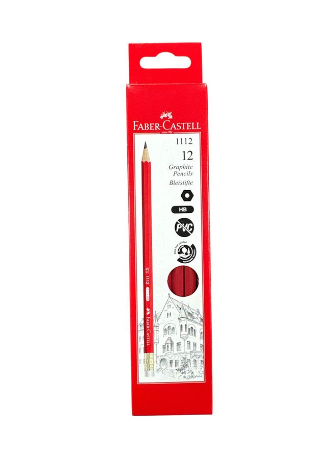 FABER-CASTELL Blacklead Pencil Red 1112 w/Rub bx/12 - Image 2