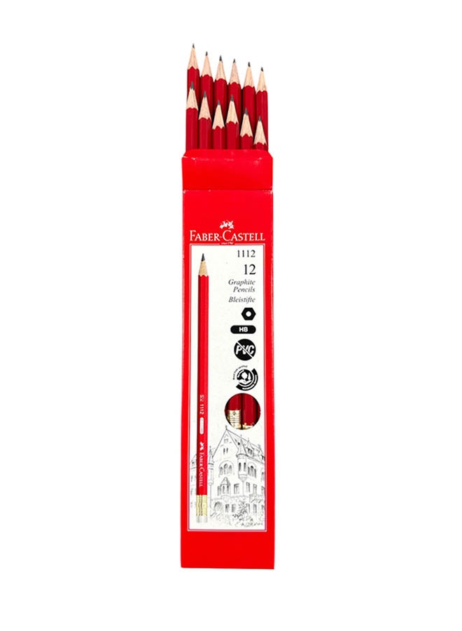 FABER-CASTELL Blacklead Pencil Red 1112 w/Rub bx/12 - Image 1