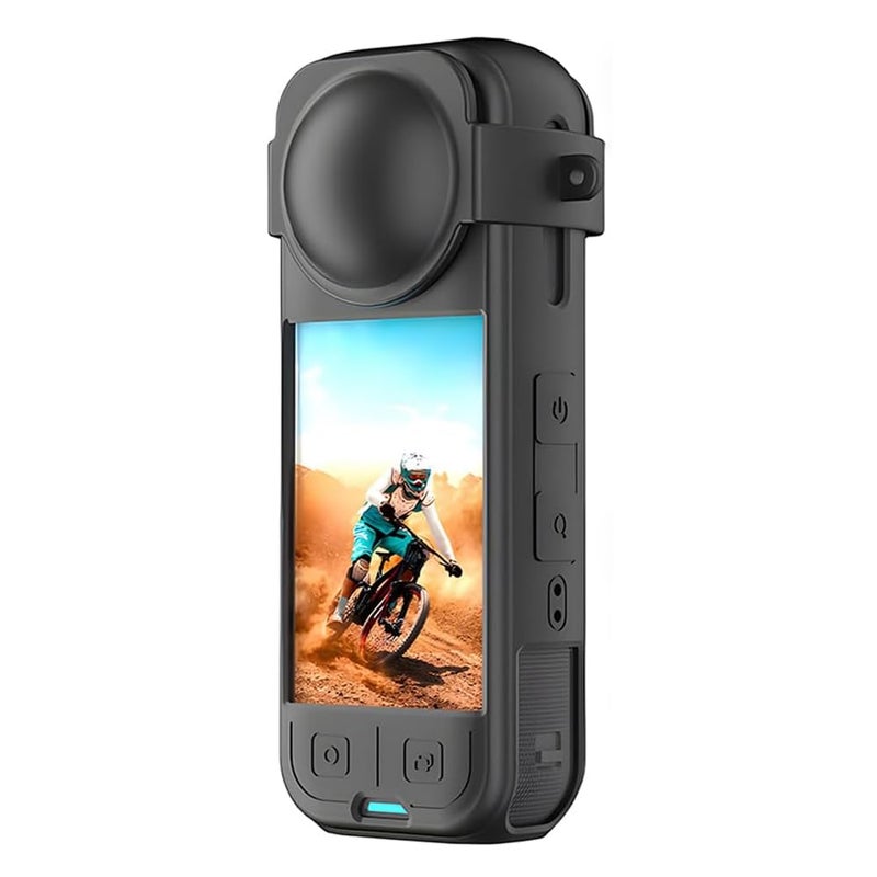 Action Pro غطاء واقي من السيليكون + غطاء عدسة متوافق مع كاميرا إنستا-360 X5 أكشن (أسود) - Image 2