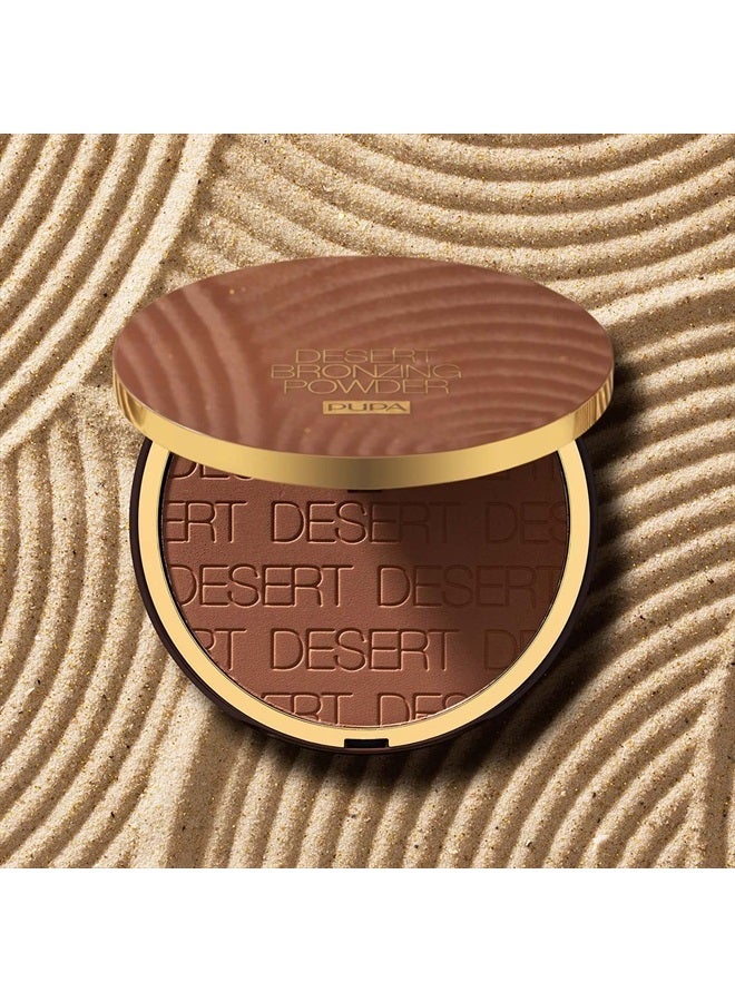 PUPA Milano Desert Bronzing Powder - Add Warmth, Sculpt And Contour - Deep Color For Natural Radiance And Glow - Silky Soft Bronzer Formula - Pressed Compact Face Makeup - 002 Honey Gold - 1.05 Oz - Image 3