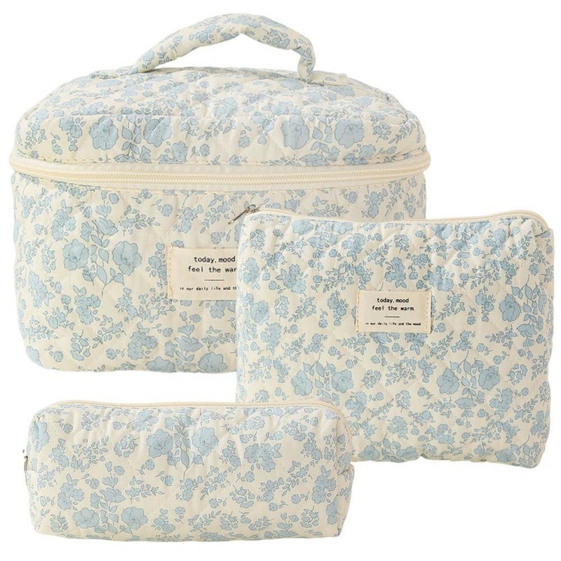 Portable Cosmetic Bag Large Capacity Small Floral Storage Portable Quilted Cotton Lovely Flower Ins Travel Student - Image 3