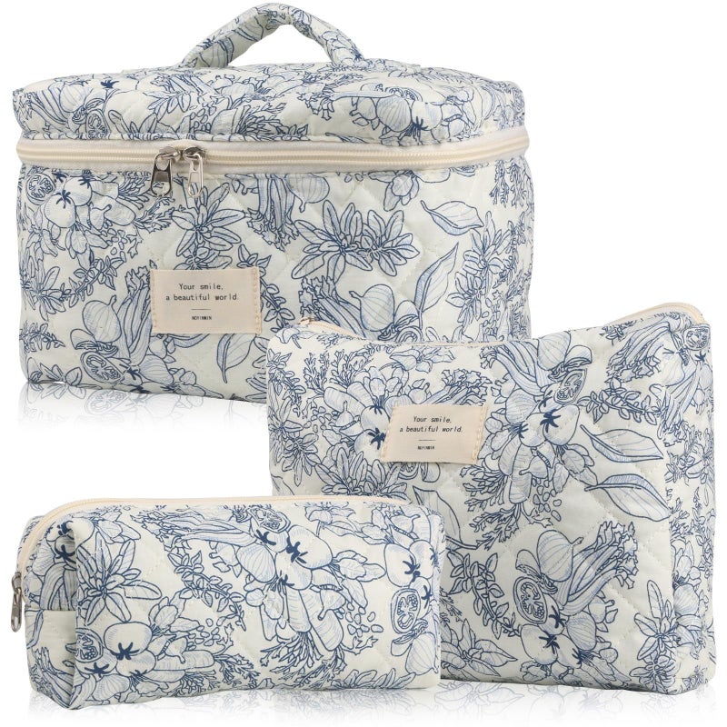 Portable Cosmetic Bag Large Capacity Small Floral Storage Portable Quilted Cotton Lovely Flower Ins Travel Student - Image 2