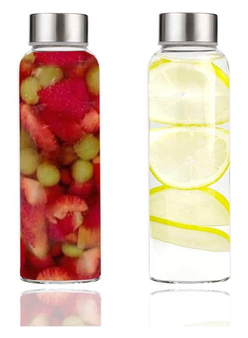 QUESERA زجاجات مياه شفافة مع أغطية عبوة من 2 أغطية مانعة للتسرب أفضل كزجاجة شرب قابلة لإعادة الاستخدام وعاء صلصة وعاء عصير حاوية مشروبات - Image 1