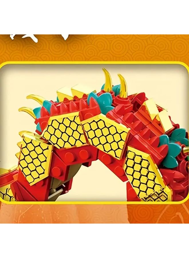 مكعبات التنين الذهبي 1000 قطعة طقم بانوراما دي آي واي من البلاستيك إيه بي إس الملون فكرة هدية احتفالية - Image 3