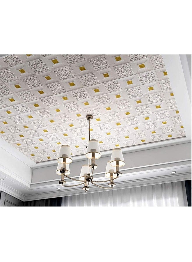 ANH MART حزمة 5 من ألواح الجدران 3D ذاتية اللصق المقاومة للماء من ANH MART باللون الأبيض والذهبي بسماكة 4 مم لملصقات ورق الجدران للحمام وغرفة المعيشة وزينة المنزل، 70 × 77 سم، تقريبًا 5.8 قدم مربع. - Image 5