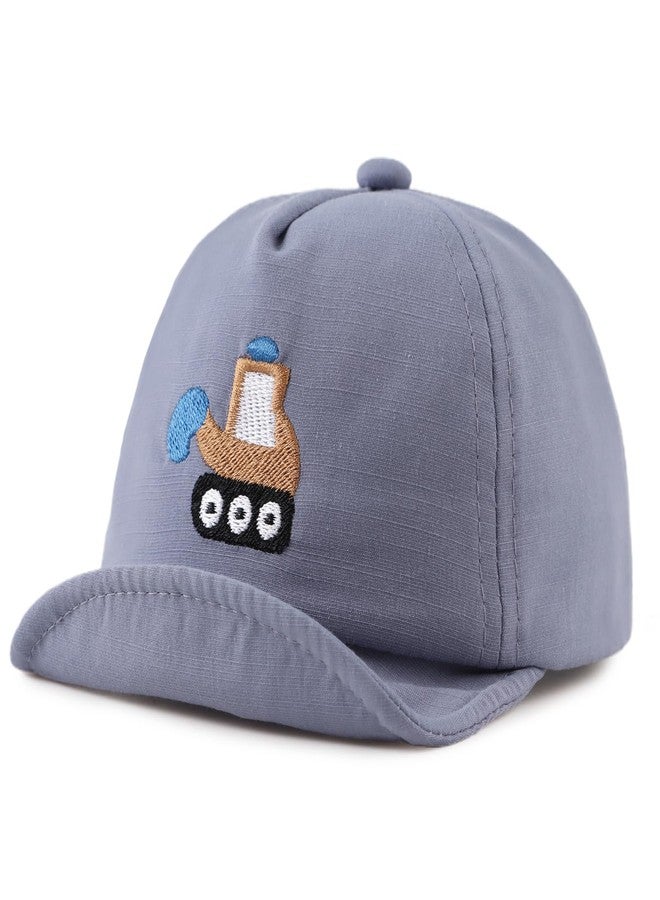 Zsedrut Baby Boy Baseball Cap Infant Cotton Adjustable Hats Girls Sun Hat Spring Summer (3-24M, Excavator-DarkBlue) - Image 1