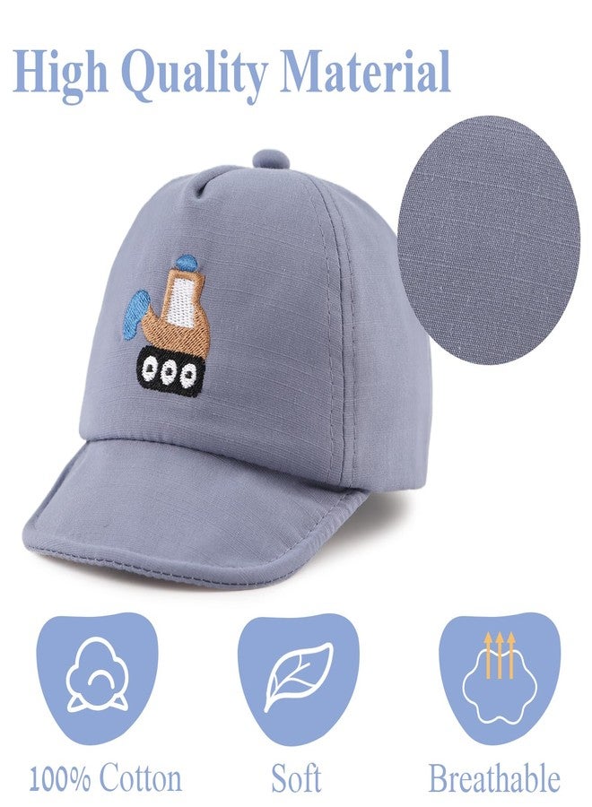 Zsedrut Baby Boy Baseball Cap Infant Cotton Adjustable Hats Girls Sun Hat Spring Summer (3-24M, Excavator-DarkBlue) - Image 3