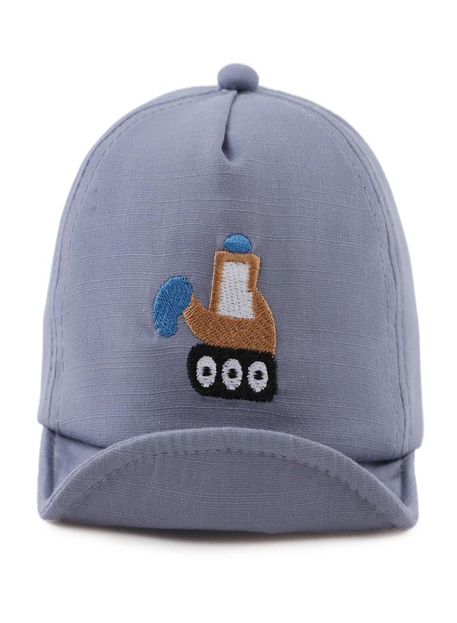 Zsedrut Baby Boy Baseball Cap Infant Cotton Adjustable Hats Girls Sun Hat Spring Summer (3-24M, Excavator-DarkBlue) - Image 2
