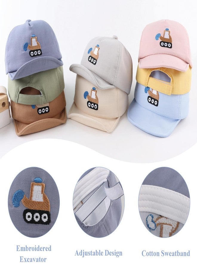 Zsedrut Baby Boy Baseball Cap Infant Cotton Adjustable Hats Girls Sun Hat Spring Summer (3-24M, Excavator-DarkBlue) - Image 4