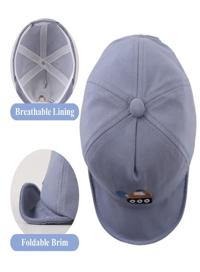 Zsedrut Baby Boy Baseball Cap Infant Cotton Adjustable Hats Girls Sun Hat Spring Summer (3-24M, Excavator-DarkBlue) - Image 5