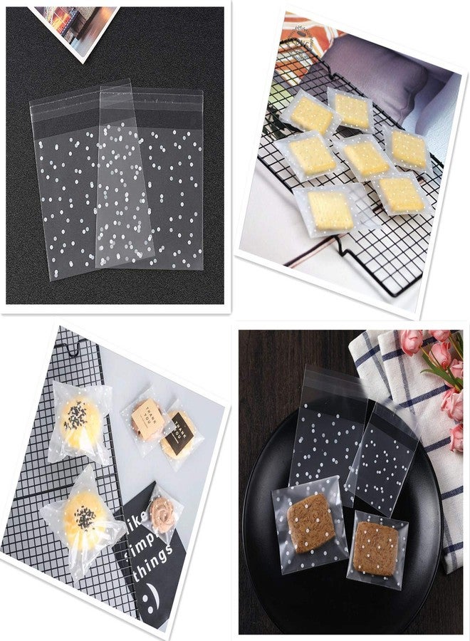 BetterJonny 400Pcs 4 inch Cookie Bags Self Adhesive + Thank You Labels, BetterJonny 200pcs White Polka Dot Cellophane Treat Bags with 200 Pcs Thank You Labels for Bakery Candy Cookie - Image 4