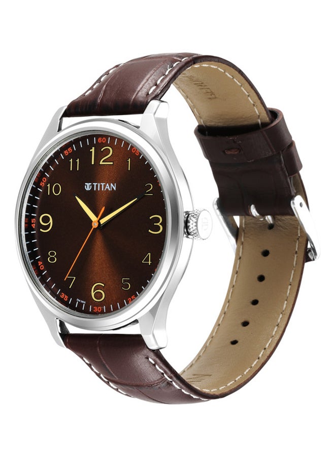 تيتان ساعة يد جلدية تناظرية - Image 3