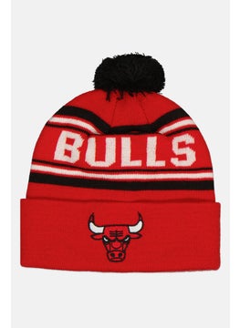 NBA Kids Boy Jacquard Cuff Pom Bonnet, Red  - Image 1