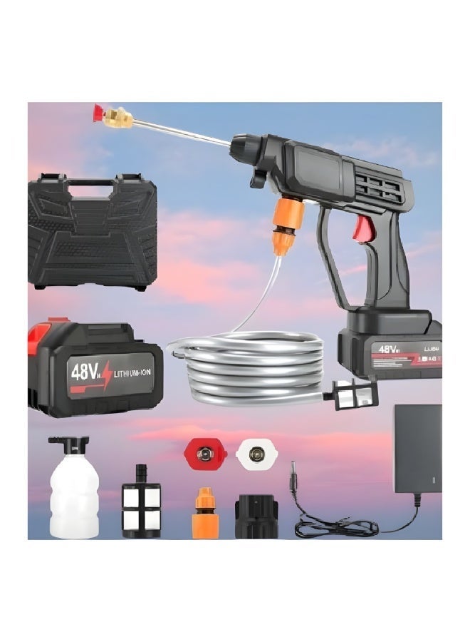 Portable High Pressure Water Gun,Rechargeable Cordless Pressure Washer With Two 48V Lithium Battery, 5 m Hose and 3 Nozzles, Portable Washer Gun or Electric Washing Gun for Washing Cars, Floors, Garden. - Image 3