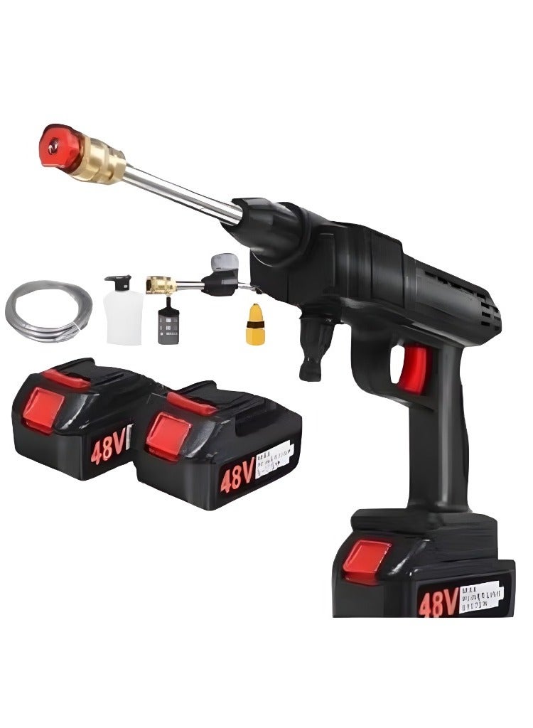 Portable High Pressure Water Gun,Rechargeable Cordless Pressure Washer With Two 48V Lithium Battery, 5 m Hose and 3 Nozzles, Portable Washer Gun or Electric Washing Gun for Washing Cars, Floors, Garden. - Image 2